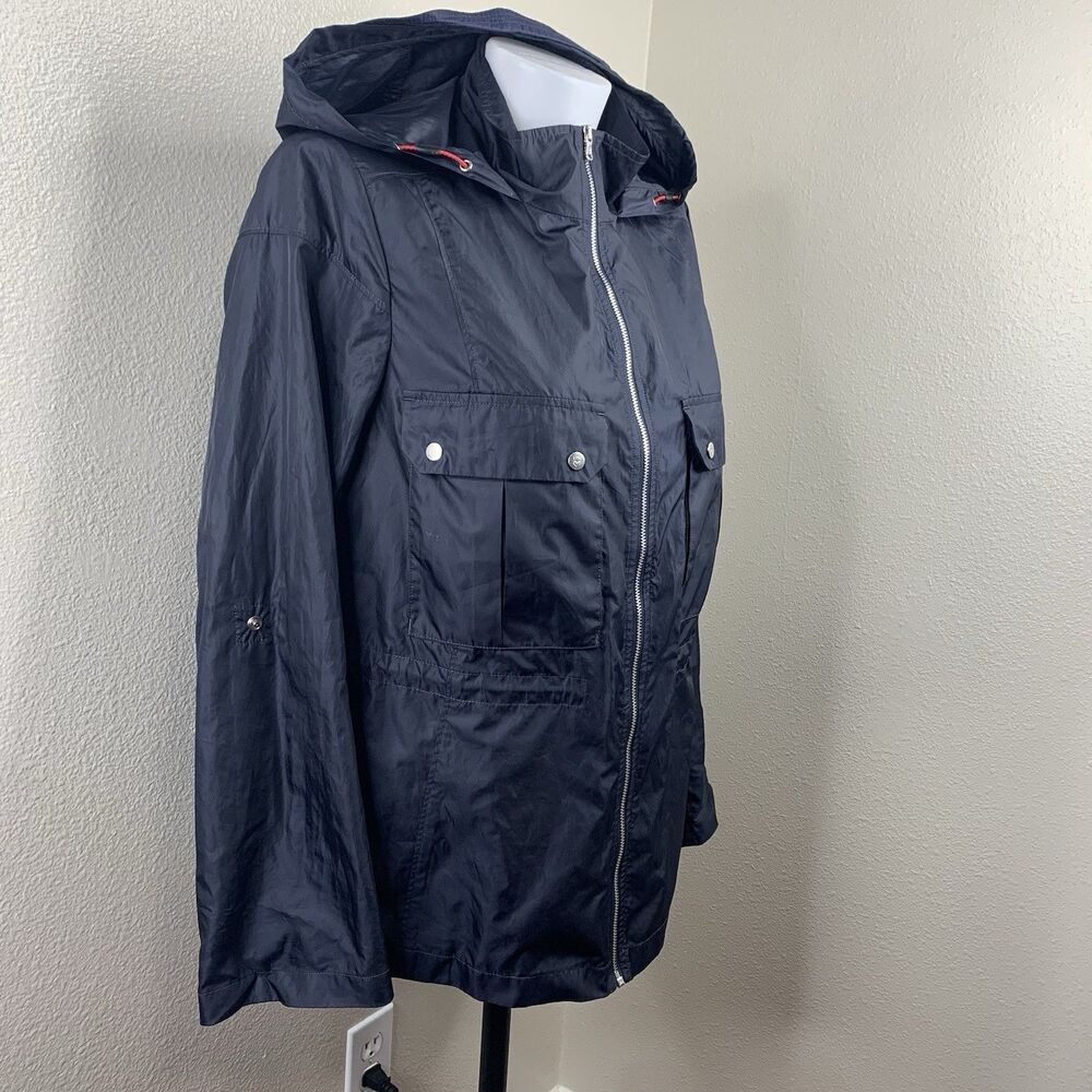 Victorinox Lightweight Slick Shell Dark Blue Full Zip Jacket Coat Sz M Women’s